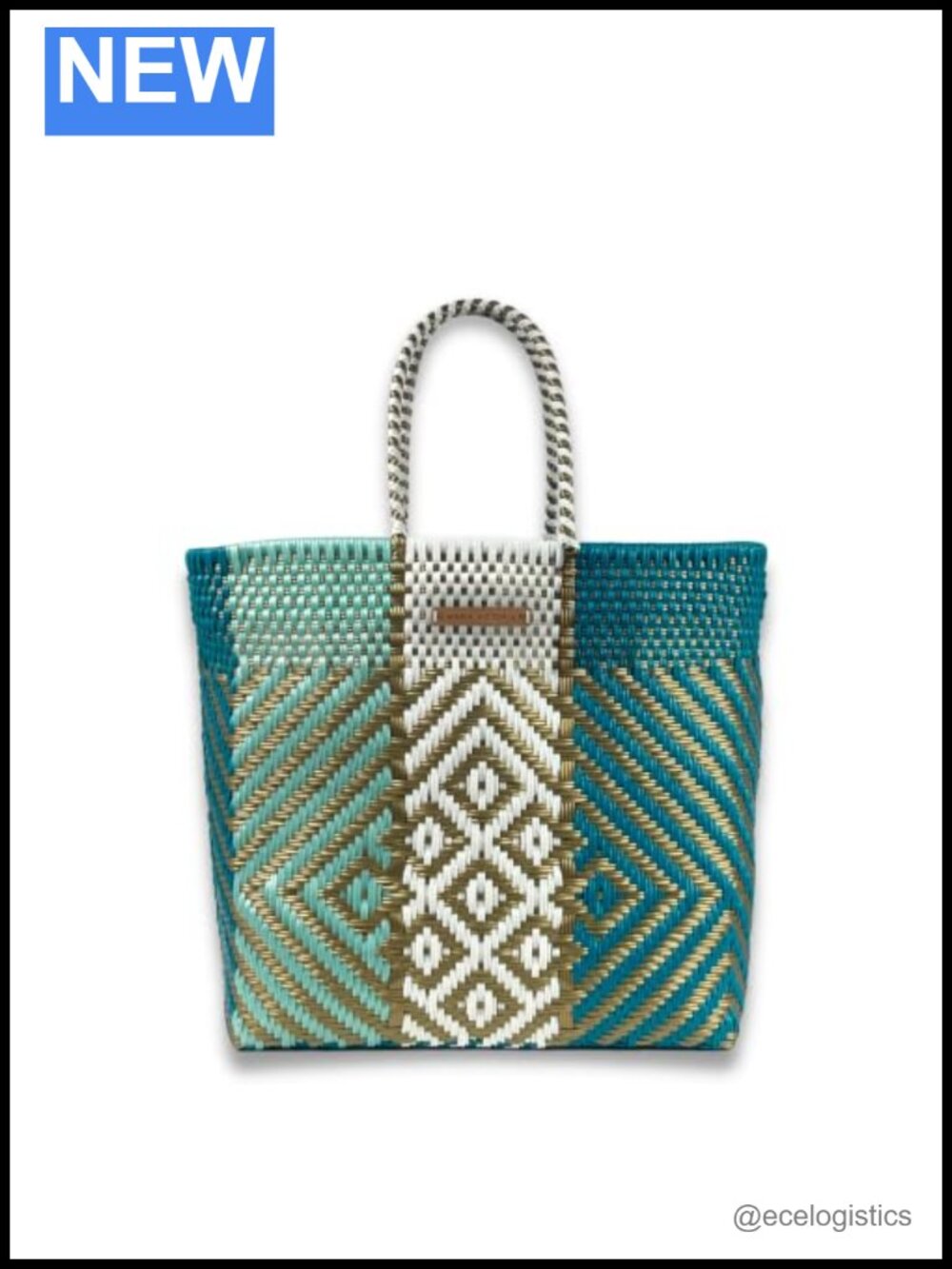 Handwoven Recycled Plastic Mexican Tote Bag Large Waterproof Lightweight Beach